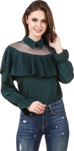 Brandmeup Party Full Sleeve Solid Women's Green Top