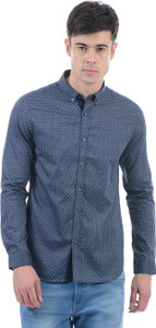 Flying Machine Men's Printed Casual Blue Shirt