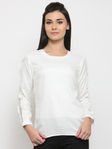 Calgari Casual Full Sleeve Solid Women's White Top