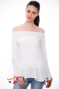 Cation Casual Full Sleeve Solid Women's White Top