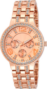 COSMIC GRGC 135 Rhinestone Collection Stainless Steel Strap Rose Gold Color Dial Women Watch GENEVA-RHINESTONE Analog Watch - For Women