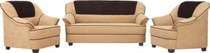 Sofame Cochin Fabric 3 + 1 + 1 Cream + Brown Sofa Set