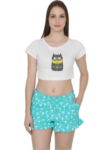 Ruse Casual Short Sleeve Printed Women White Top