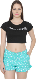 Ruse Casual Short Sleeve Printed Women Black Top