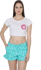 Ruse Casual Short Sleeve Printed Women White Top