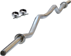 NATIONAL SPORTS SILVER 4 FT CURL BAR FOR BICEPS & TRICEPS EXERCISES WITH 2 LOCKS Curl Bar
