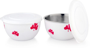 LIEFDE liefde microwave safe bowl leaf printed 13cm (set of 2) Stainless Steel Bowl Set