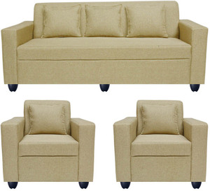 Bharat Lifestyle Lexus Solid Wood 3 + 1 + 1 Gold Sofa Set