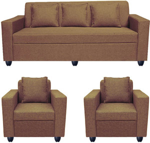 Bharat Lifestyle Lexus Fabric 3 + 1 + 1 Dark Brown Sofa Set