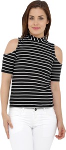 20 Dresses Casual Half Sleeve Striped Women's White, Black Top