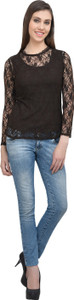 Eves Pret A Porter Casual Full Sleeve Floral Print Women Brown Top