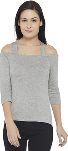 20 Dresses Casual 3/4th Sleeve Solid Women's Grey Top