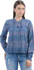 Pepe Jeans Casual Full Sleeve Printed Women Blue Top
