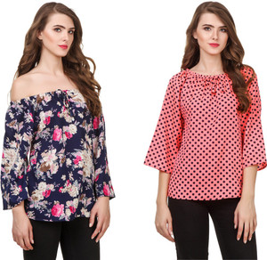 Wiser Casual Full Sleeve Printed Women Blue Top