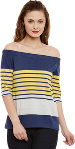 Miss Chase Casual 3/4th Sleeve Striped Women's Multicolor Top