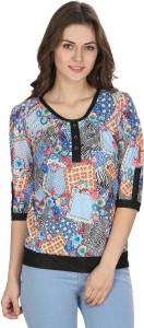 GANESH FASHION Casual 3/4th Sleeve Floral Print Women Multicolor Top