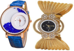 LEBENSZEIT NEW LATEST FASHION DIAMOND STUDDED GOLD METAL GOLD DIAL FOR WOMEN Analog Watch - For Women