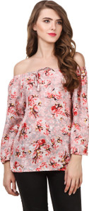 Delux Look Casual 3/4th Sleeve Printed Women Red Top