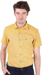 Roman Island Men Checkered Casual Black Shirt