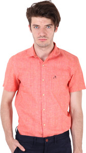 Roman Island Men Checkered Casual Pink Shirt