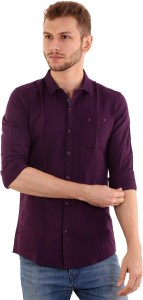 SHADE-45 Men Solid Casual Purple Shirt