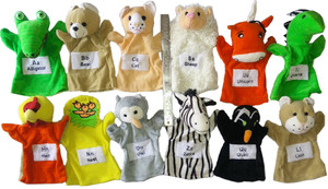 KAYKON KAYKON Best Hand Animal Puppets Soft Toys Big size 9 inch - Set of 12 - 23 cm