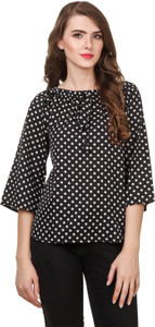 Delux Look Casual 3/4th Sleeve Printed Women Black Top