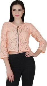 Spex jet Party 3/4th Sleeve Embroidered Women Orange Top