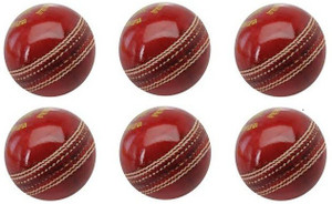 Tima Tima Two pc Leather Super Cricket Ball - Size: 3 (Pack of 6, Red) Cricket Ball - Size: 3