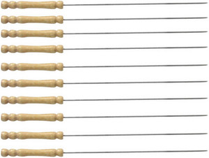 Sukot 10 PCs Skewers Barbecue BBQ Skewer Kabab Meat Roaster Stick Silver Plated Roast Fork Set