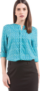 Arrow Woman Casual Full Sleeve Printed Women Blue Top