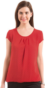 Arrow Woman Casual Half Sleeve Solid Women Red Top