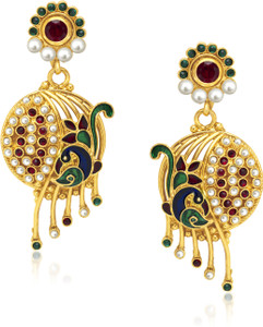 VK Jewels Fabulous Mayur Diamond Zinc Drop Earring