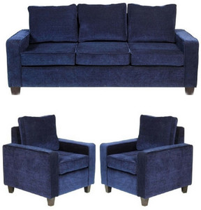 GIOTEAK Fabric 3 + 1 + 1 Blue Sofa Set