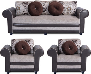 Bharat Lifestyle Alex Fabric 3 + 1 + 1 Cream Sofa Set