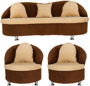 GIOTEAK Fabric 3 + 1 + 1 Cream Sofa Set