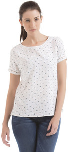 Arrow Woman Casual Half Sleeve Printed Women White Top