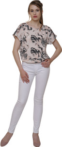 LILIUM FASHIONS Casual Dolman Sleeve Graphic Print Women Multicolor Top