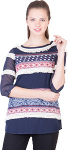 Simbha Creations Casual 3/4th Sleeve Printed Women Multicolor Top