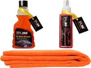 DR3M small combo kit - car Air Fragrance (Rose)200ml./ car wash Shampoo 250ml./ 1pc Microfiber Cloth Car Washing Liquid