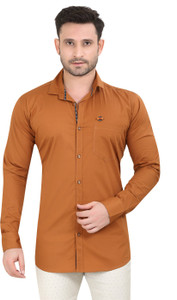 Meraki Men Solid Casual Brown Shirt