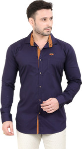 Meraki Men Solid Casual Purple Shirt