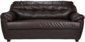 furny rosabelle comfy leatherette 3 seater  sofa(finish color - brown)