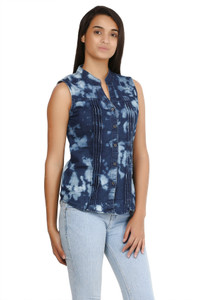 The Earth Girls Solid Casual Denim Blue Shirt