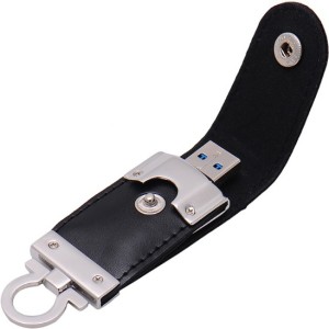Rajkavi USB Flash Drive 16GB Leather USB Stick Pen Drive/Leather Button pen drive USB black colour 16 Pen Drive(Black)