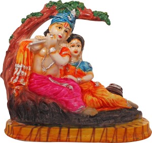 art n hub lord radha krishna / radhey krishan couple idol god statue gift decorative showpiece  -  15 cm(earthenware, multicolor)