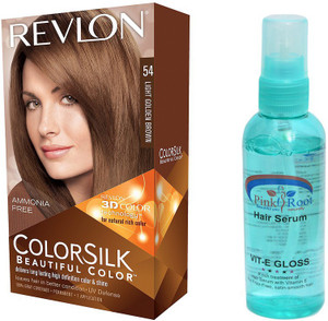 Revlon Light Golden Brown Hair Colour With Pink Root Hair Serumset Of