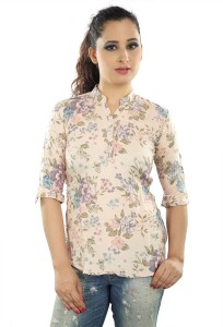 Mosho Casual 3/4th Sleeve Floral Print Women Multicolor Top