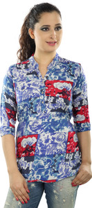 Mosho Casual 3/4th Sleeve Floral Print Women Multicolor Top