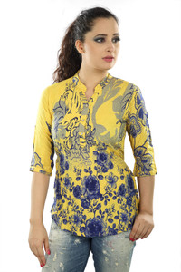 Mosho Casual 3/4th Sleeve Floral Print Women Multicolor Top